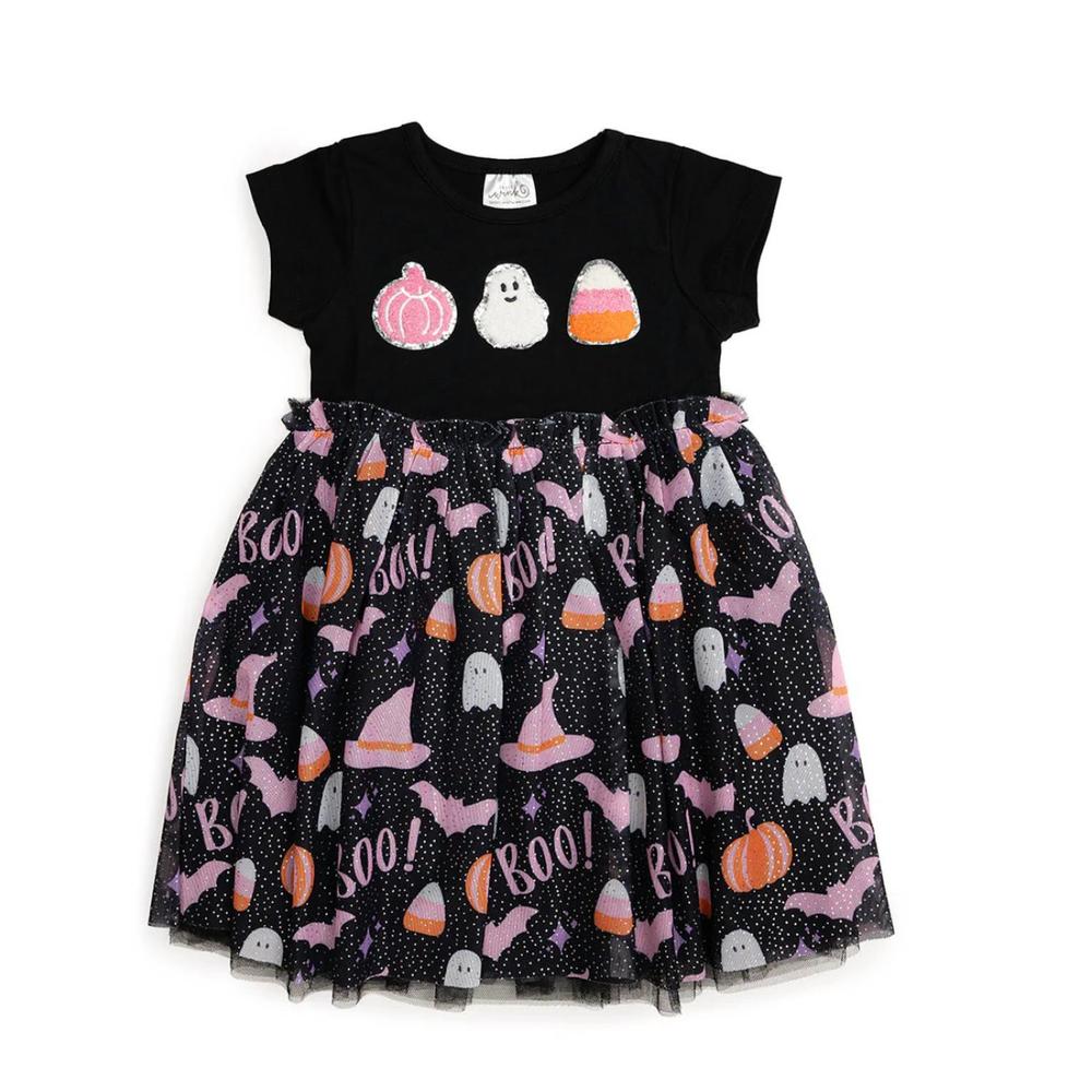 NEW SWEET WINK girl's halloween tulle dress in boo